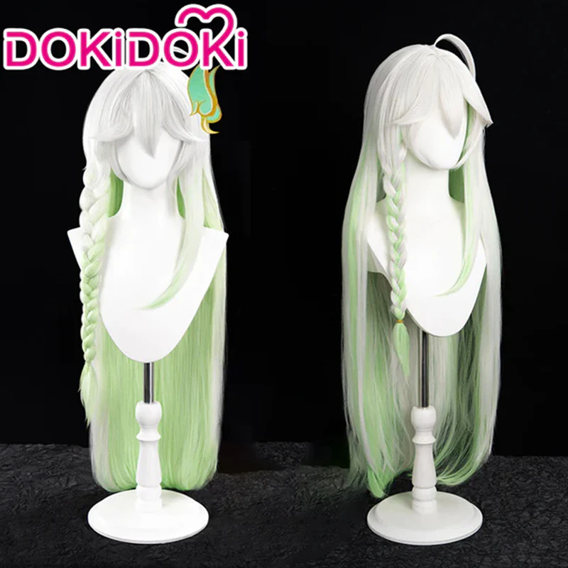 【Ready For Ship】DokiDoki Game Genshin Impact Cosplay The Greater Lord Rukkhadevata Wig Nahida Long White Green