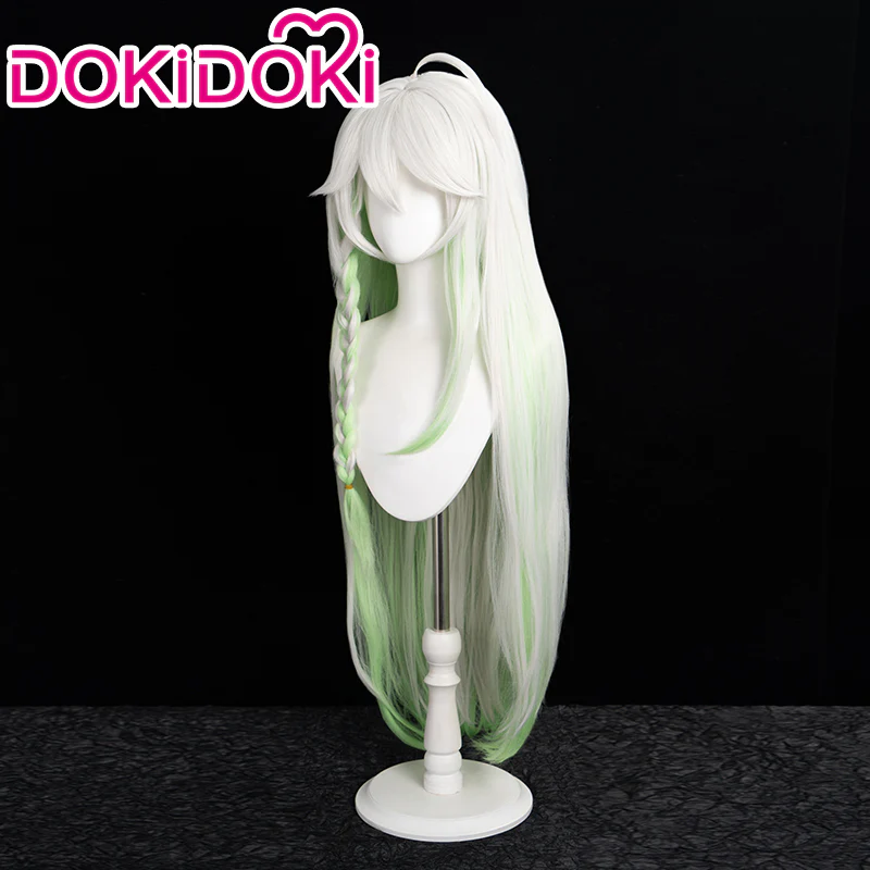【Ready For Ship】DokiDoki Game Genshin Impact Cosplay The Greater Lord Rukkhadevata Wig Nahida Long White Green - Image 2