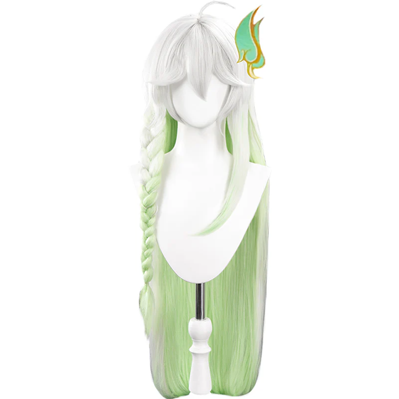 【Ready For Ship】DokiDoki Game Genshin Impact Cosplay The Greater Lord Rukkhadevata Wig Nahida Long White Green - Image 5
