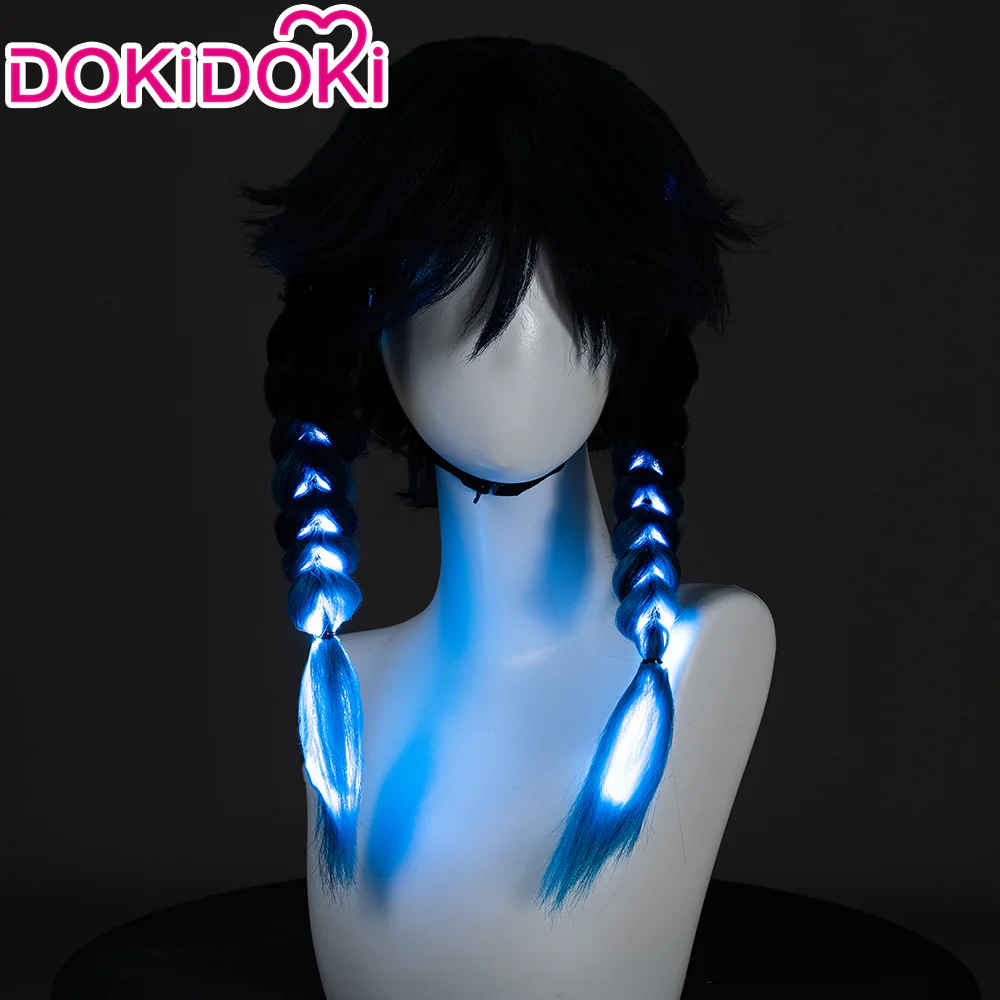 【Ready For Ship】【Gradient Ver】DokiDoki Game Genshin Impact Venti Cosplay Wig Black Blue Wig/ Head Accessory - Image 2