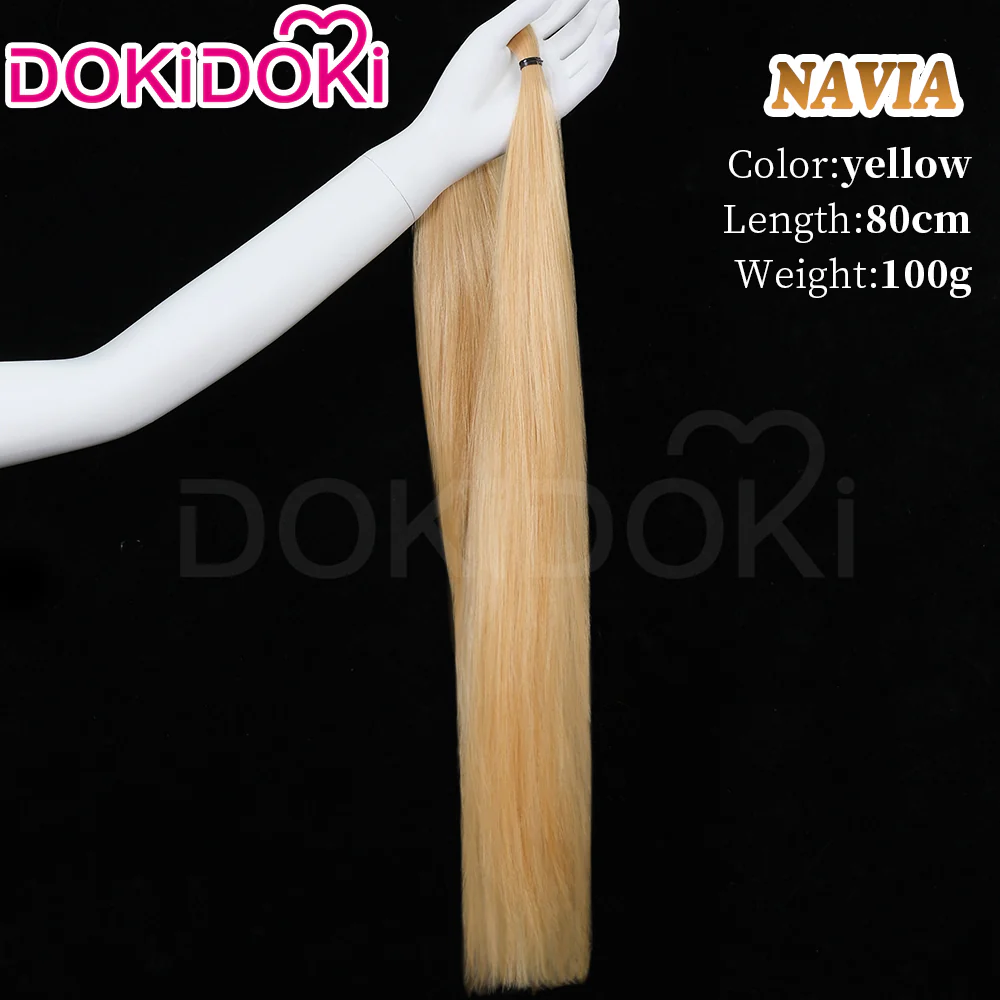 【Partially Ready For Ship】DokiDoki Game Genshin Impact Wig Cosplay Fontaine Navia Cosplay Wig Long Curly Yellow Hair / Sunglasses/ Weft - Image 8
