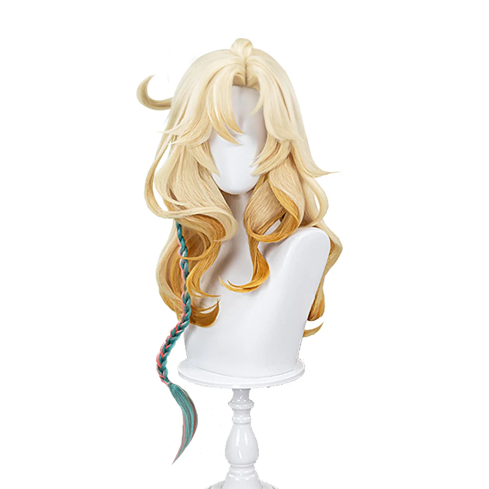【Ready For Ship】DokiDoki Game Genshin Impact Xilonen Cosplay Wig / Ears Long Curly Yellow Hair Natlan - Image 6