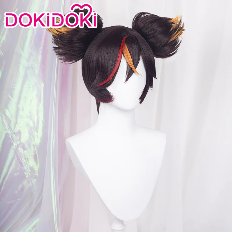 DokiDoki Game Genshin Impact Xin Yan Cosplay Wig XinYan Short Brown - Image 3