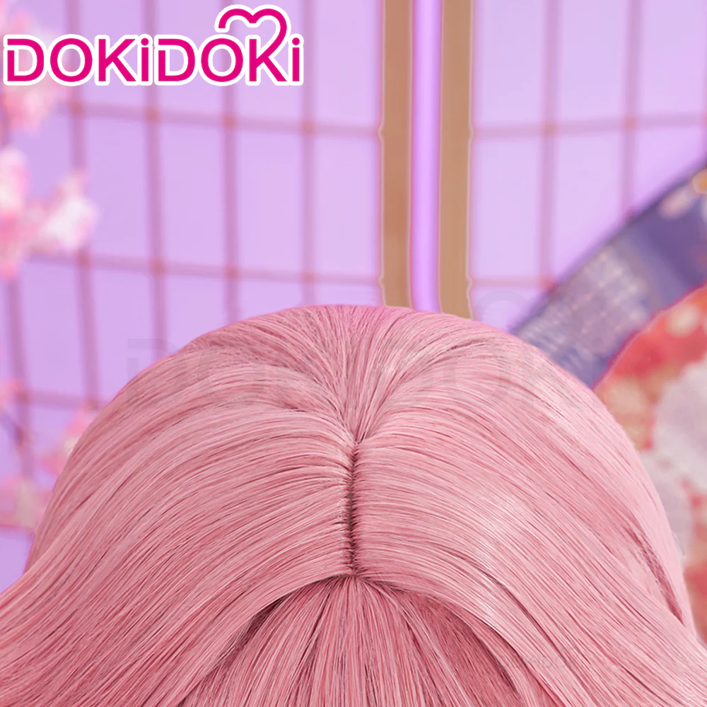 【Ready For Ship】DokiDoki Game Genshin Impact Yae Miko Cosplay Wig Long Dark Pink/ Earring - Image 4