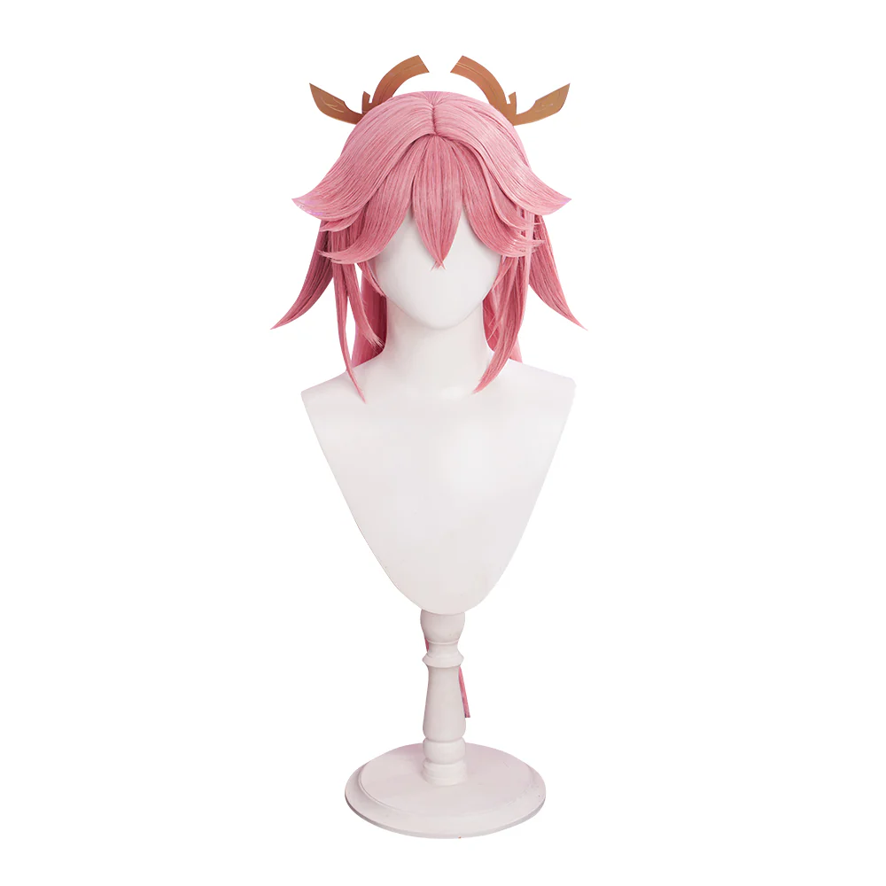 【Ready For Ship】DokiDoki Game Genshin Impact Yae Miko Cosplay Wig Long Dark Pink/ Earring - Image 5