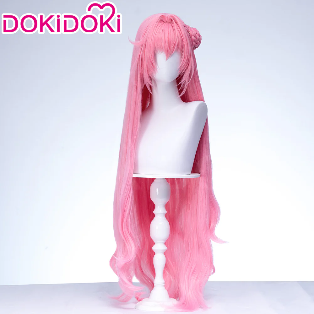 【Ready For Ship】DokiDoki Game Cosplay Wig Long Curly Pink Hair Detachable Bun - Image 3