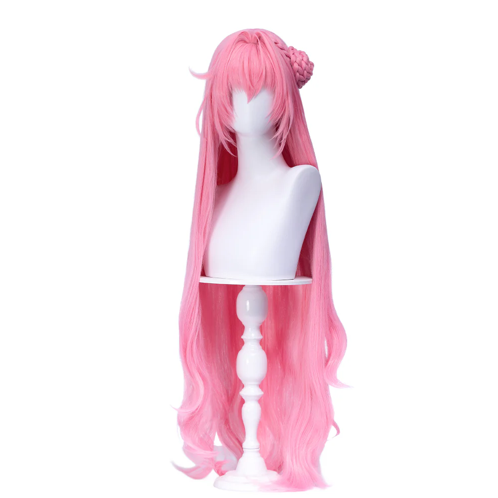 【Ready For Ship】DokiDoki Game Cosplay Wig Long Curly Pink Hair Detachable Bun - Image 5