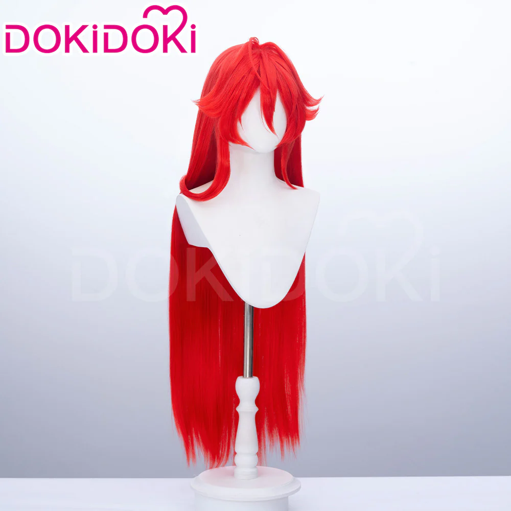 【Ready For Ship】DokiDoki Game Cosplay Wig Long Straight Red Hair - Image 3