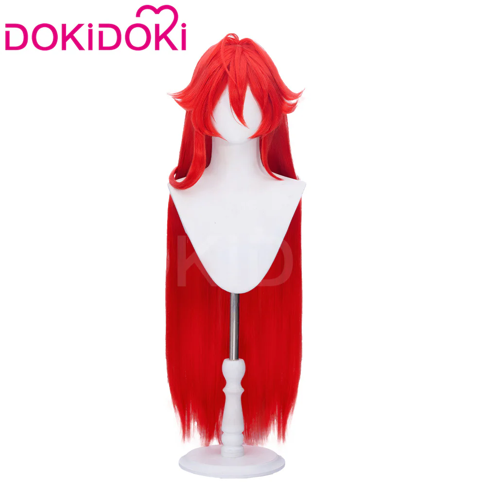 【Ready For Ship】DokiDoki Game Cosplay Wig Long Straight Red Hair - Image 5