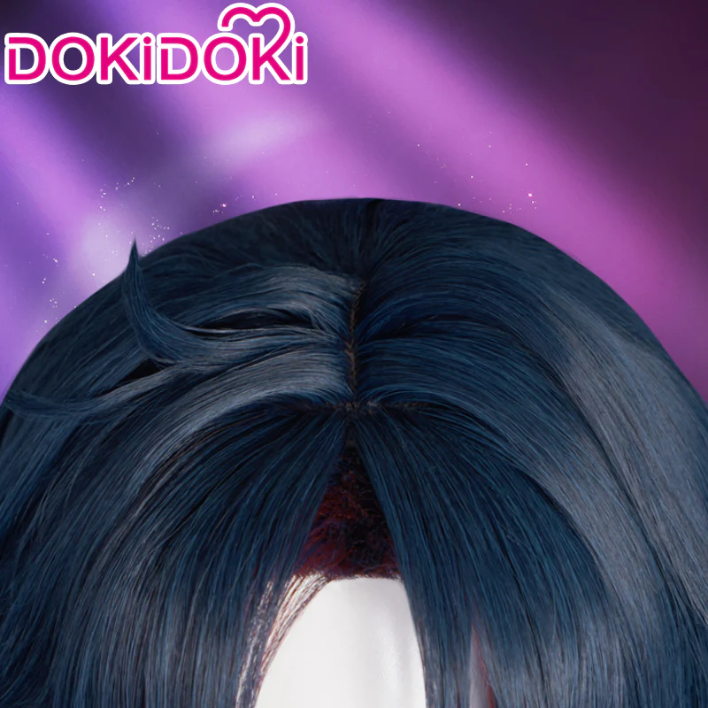 【Ready For Ship】DokiDoki Game Honkai: Star Rail Cosplay Blade Wig Long Straight Red & Blue  Hair/Wefts/ Earring - Image 4
