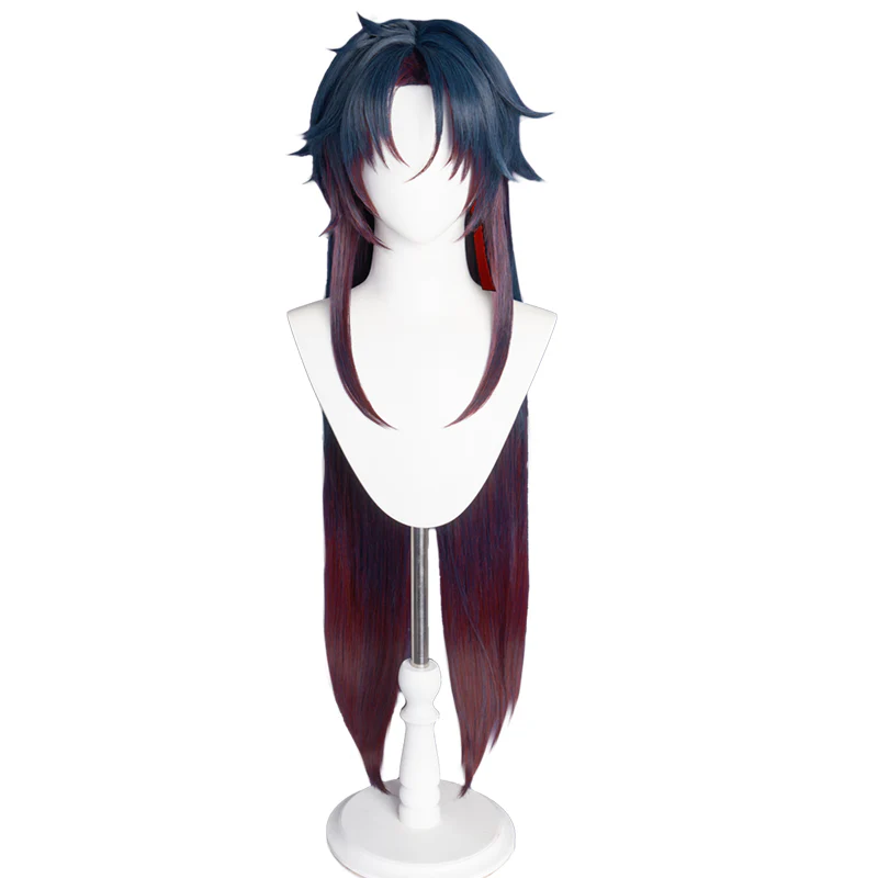 【Ready For Ship】DokiDoki Game Honkai: Star Rail Cosplay Blade Wig Long Straight Red & Blue  Hair/Wefts/ Earring - Image 5