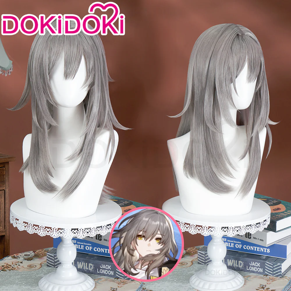 【Ready For Ship】DokiDoki Game Honkai: Star Rail Cosplay Heroine Stelle Cosplay Wig Halloween Long Grey Trailblazer