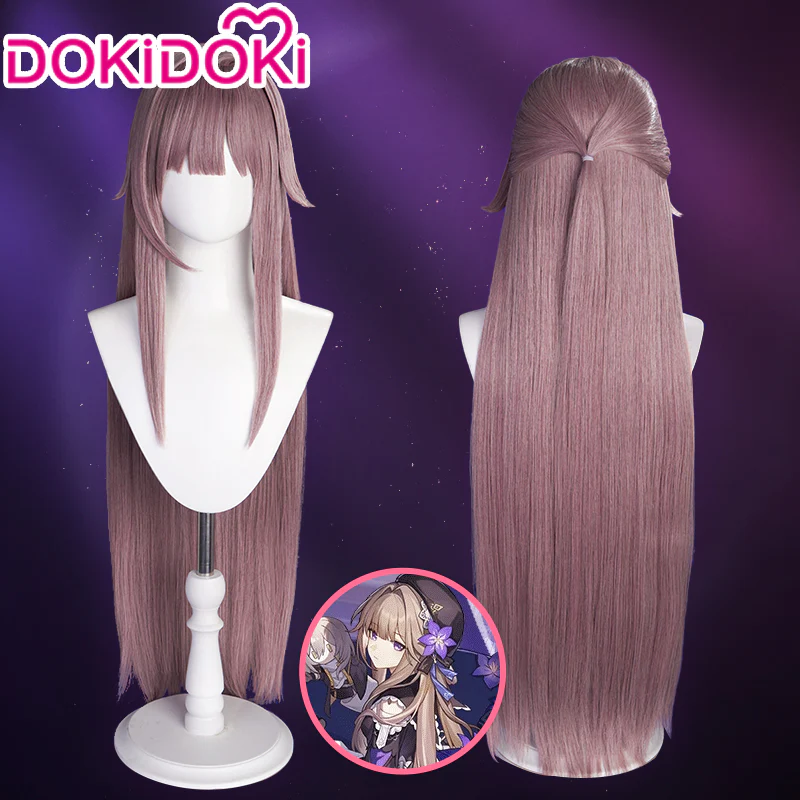 【Dark Ver.  Ready For Ship】DokiDoki Game Honkai: Star Rail Cosplay Herta Wig Long Straight Purple Pink Hair