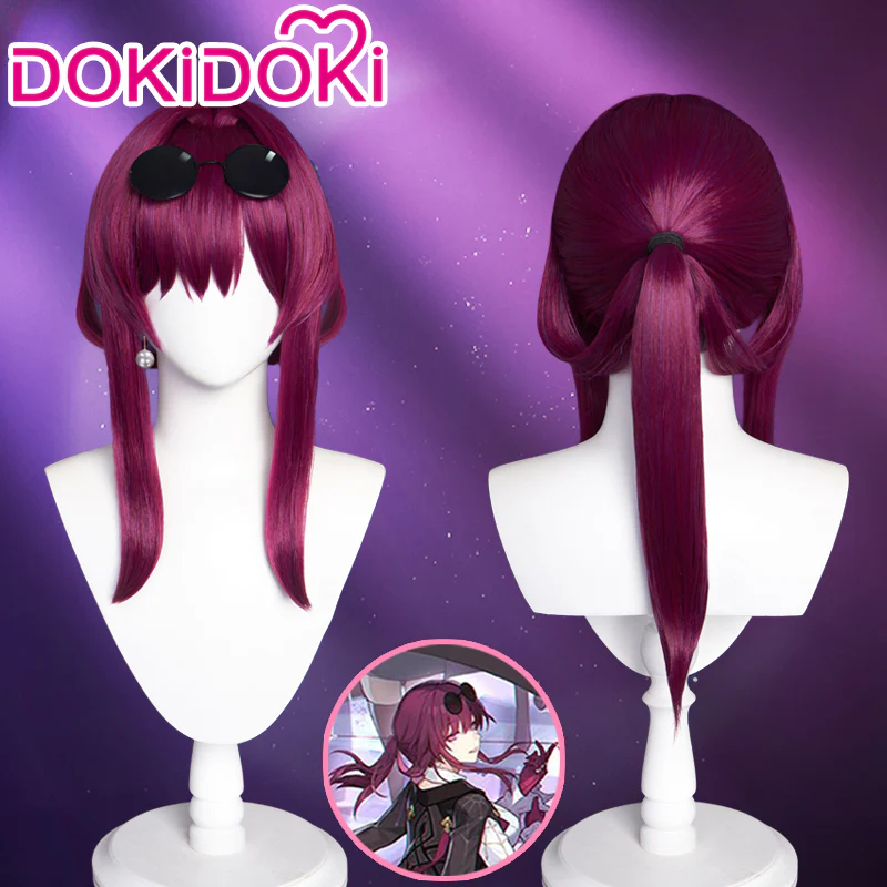 【Ready For Ship】DokiDoki Game Honkai: Star Rail Cosplay Kafka Wig Long Straight Purple Hair / Glasses / Earrings / Ring - Image 2
