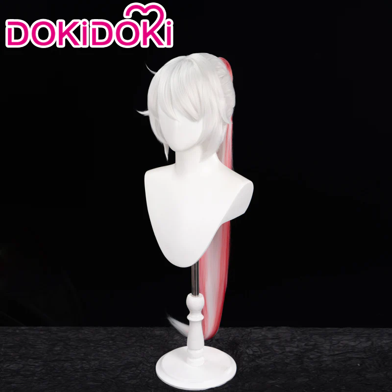 【Ready For Ship】DokiDoki Game Honkai Impact 3 Cosplay Herrscher of Flamescion Kiana Kaslana Cosplay Wig/ Earring Long White Red Ear Clip - Image 2