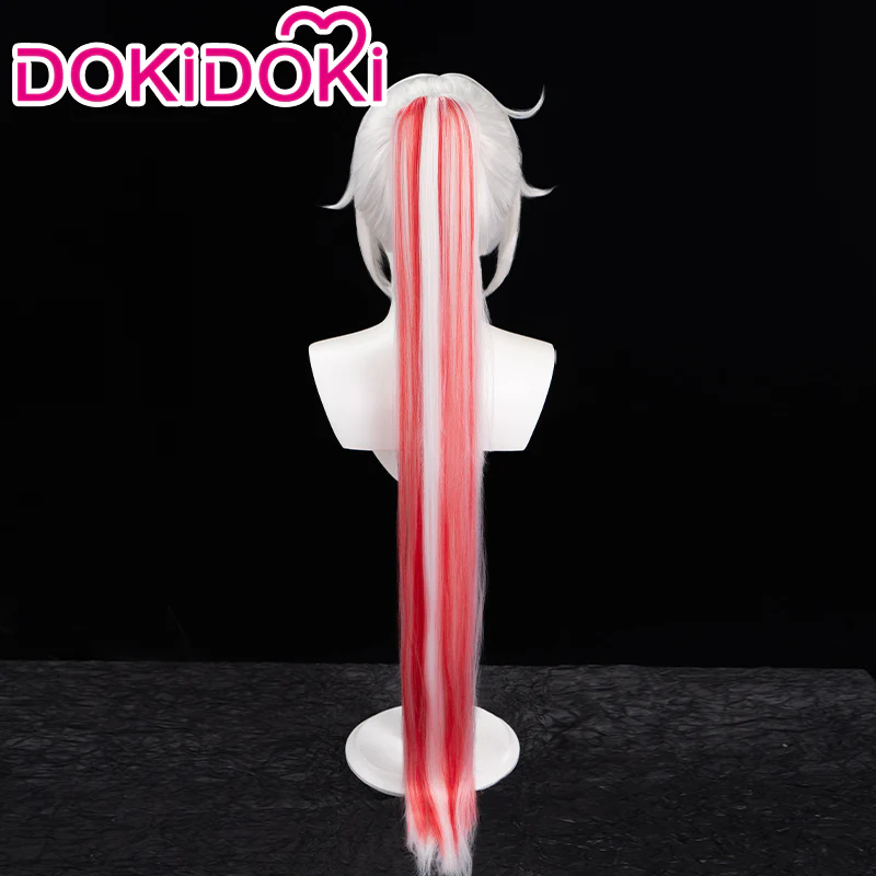 【Ready For Ship】DokiDoki Game Honkai Impact 3 Cosplay Herrscher of Flamescion Kiana Kaslana Cosplay Wig/ Earring Long White Red Ear Clip - Image 3