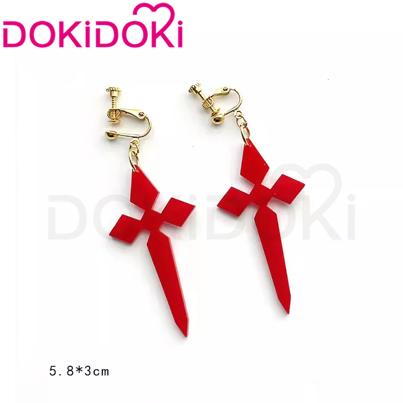【Ready For Ship】DokiDoki Game Honkai Impact 3 Cosplay Herrscher of Flamescion Kiana Kaslana Cosplay Wig/ Earring Long White Red Ear Clip - Image 6