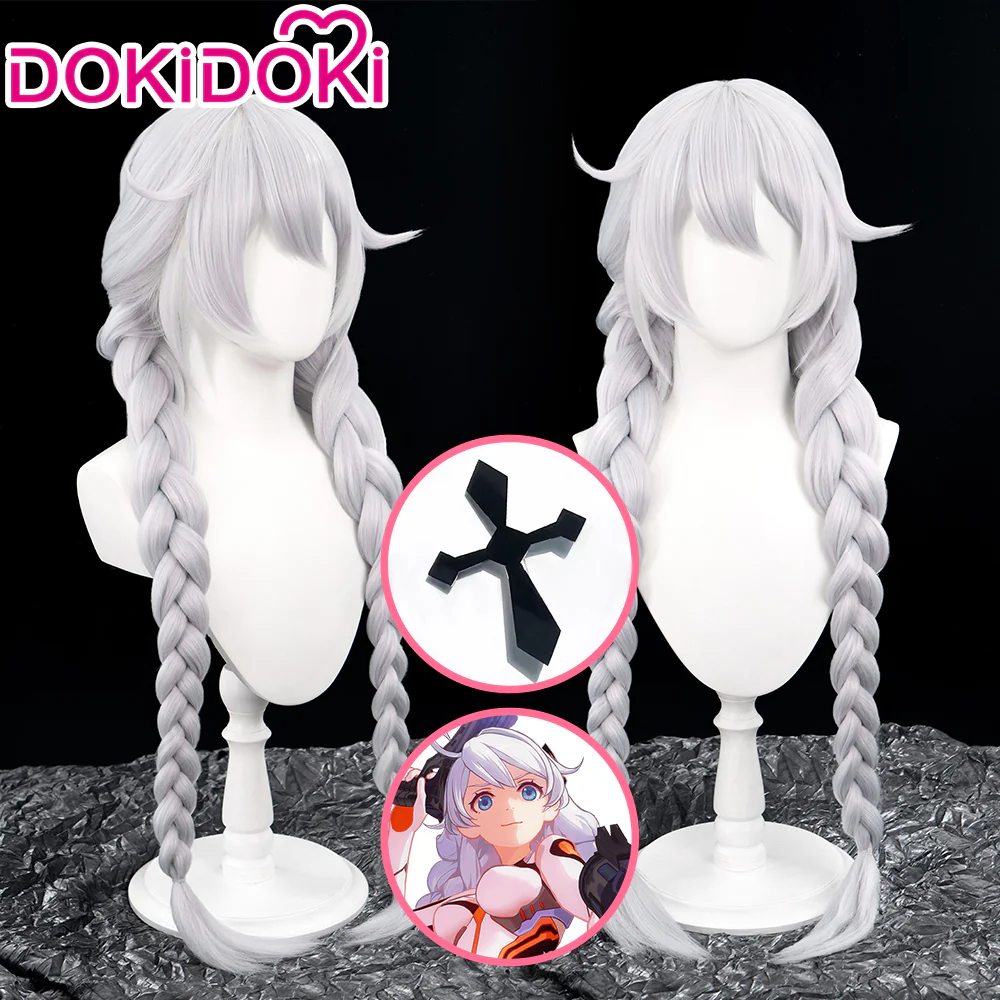 【Ready For Ship】DokiDoki Game Honkai Impact 3 Cosplay Kiana Kaslana Cosplay Wig/  Hairclip  Long Silver