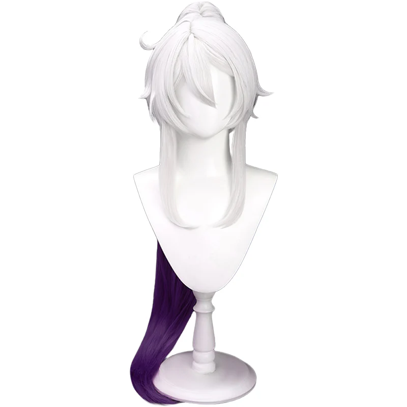 【Ready For Ship】DokiDoki Game Honkai Impact 3 Cosplay Herrscher Of Finality Kiana Kaslana Cosplay Wig/ Earring Long Straight Silver/Purple Gradient Hair Ear Clip - Image 4