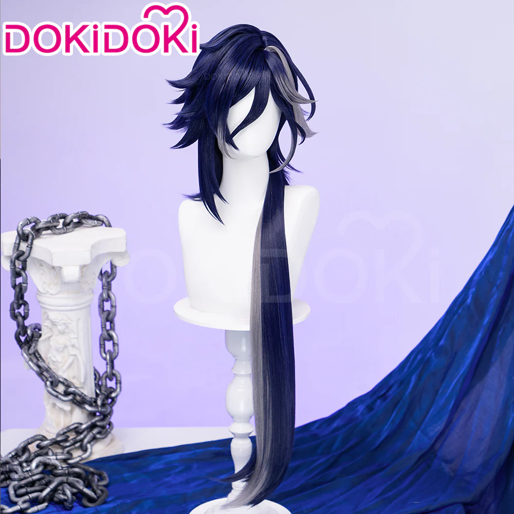 DokiDoki Game Honkai: Nexus Anima Cosplay Armand Wig Long Straight Dark Blue Grey Highlight Hair The 8th Sovereign - Image 3