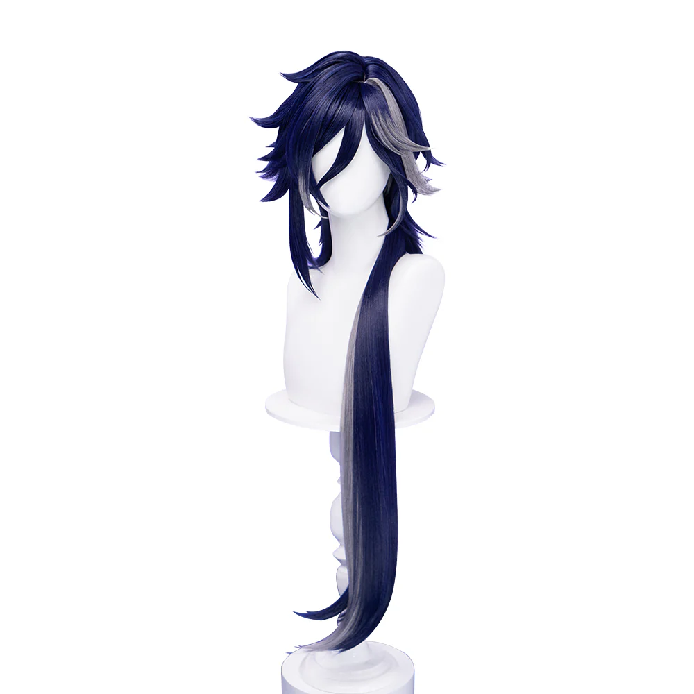 DokiDoki Game Honkai: Nexus Anima Cosplay Armand Wig Long Straight Dark Blue Grey Highlight Hair The 8th Sovereign - Image 5