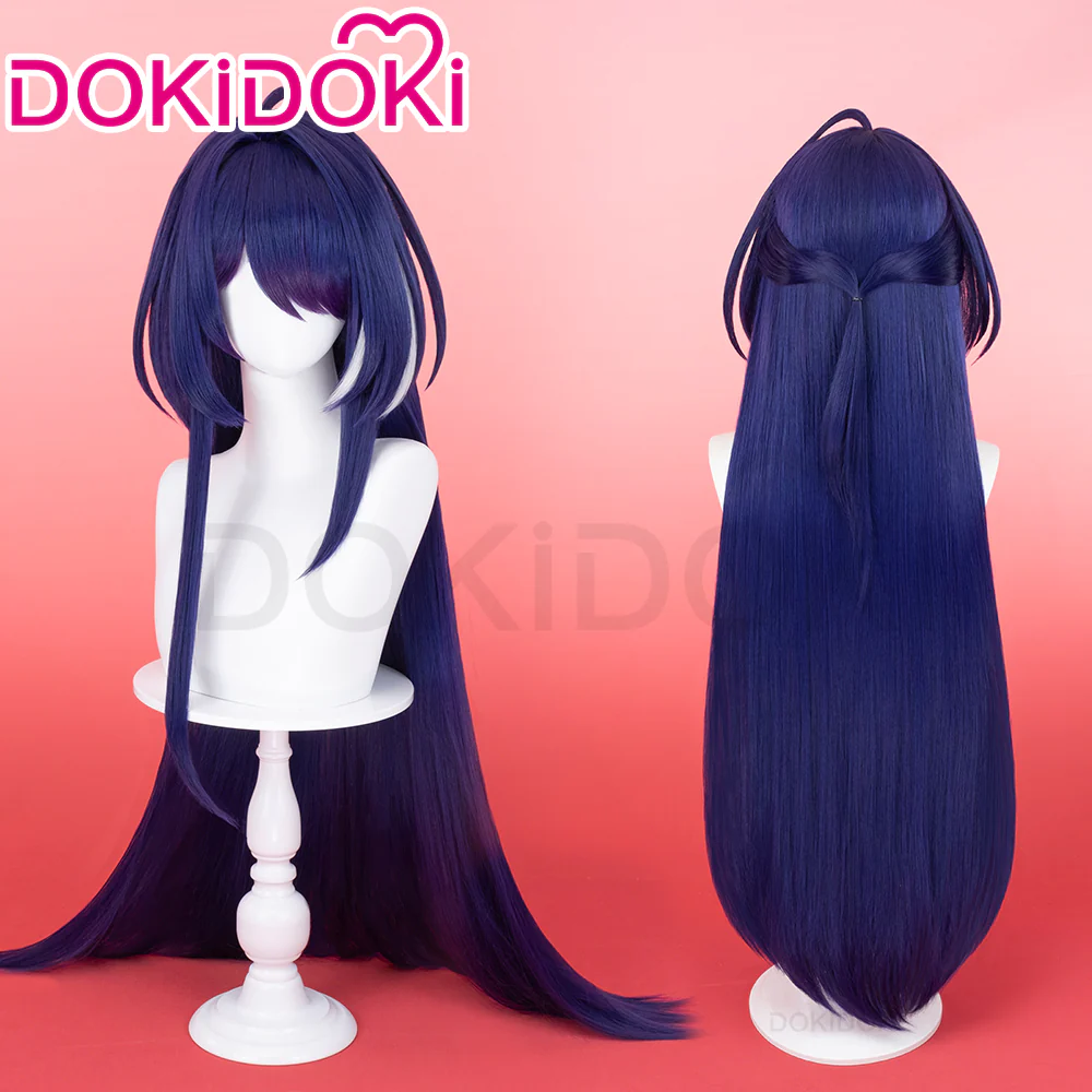 【Ready For Ship】DokiDoki Game Honkai: Star Rail Cosplay Acheron/ Second Form Wig Long Straight Purple/ Grey Gradient Hair/ Tattoo Stickers - Image 2
