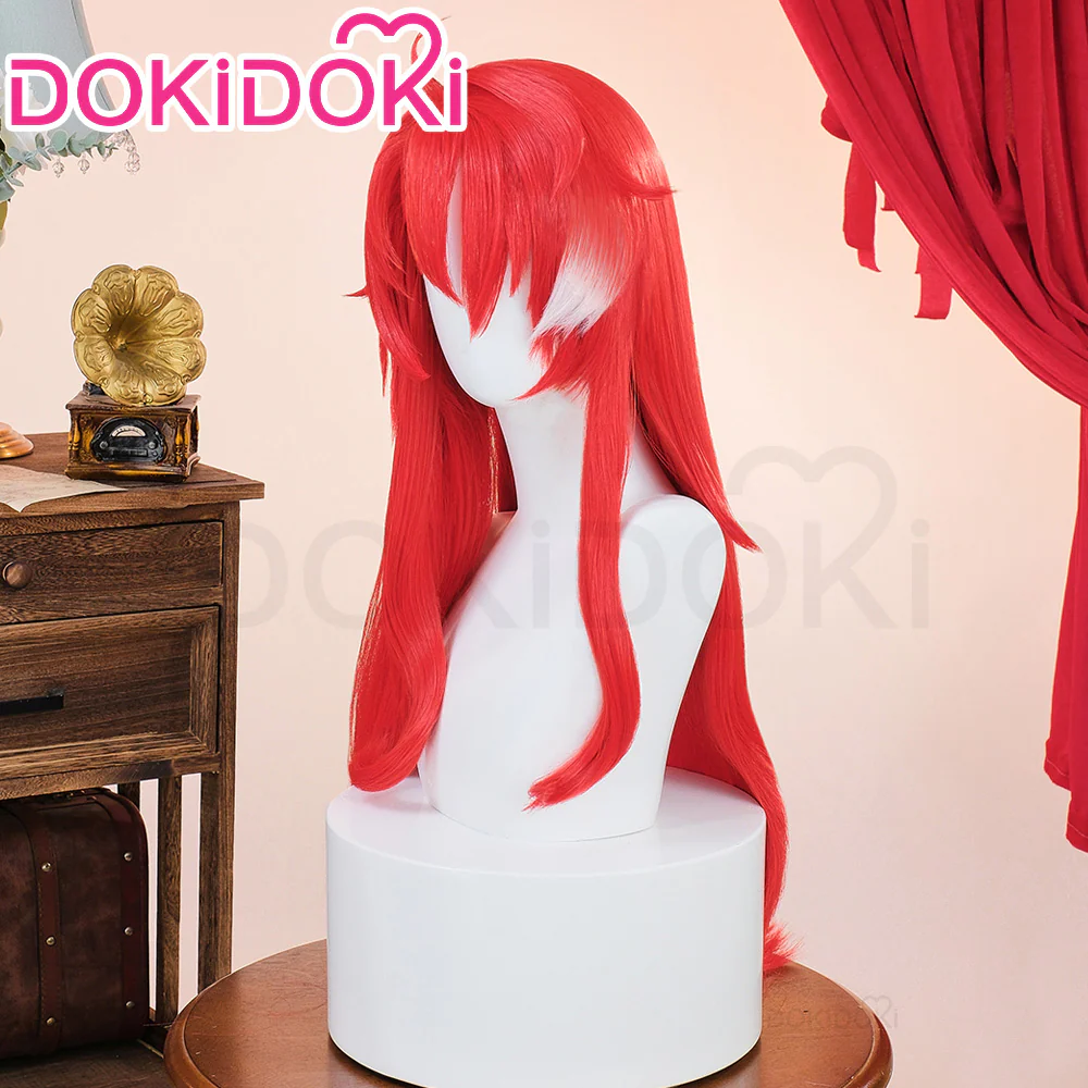 【Ready For Ship】DokiDoki Game Honkai: Star Rail Cosplay Argenti Wig Long Curly Red Hair / Earring / Cross - Image 3