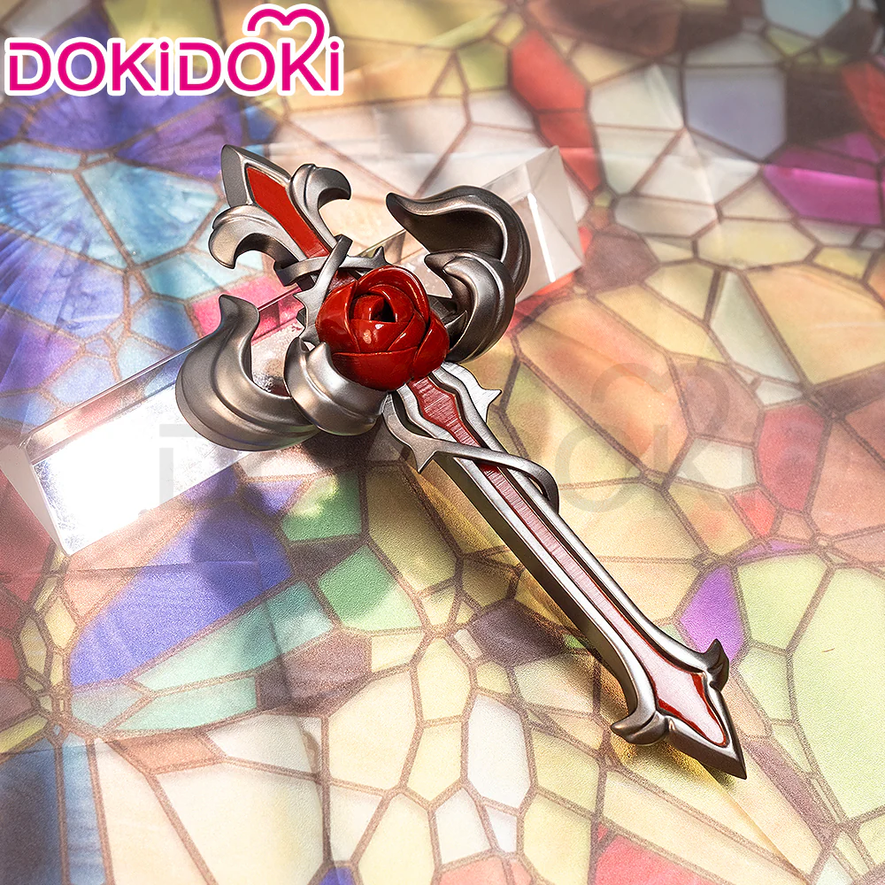 【Ready For Ship】DokiDoki Game Honkai: Star Rail Cosplay Argenti Wig Long Curly Red Hair / Earring / Cross - Image 9