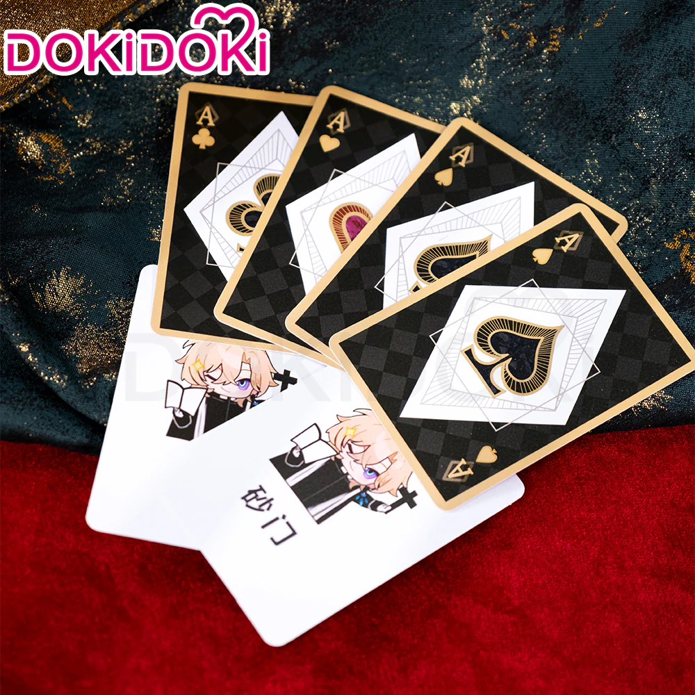 【Partially Ready For Ship】DokiDoki Game Honkai: Star Rail Cosplay Aventurine Wig / Ear Clip / Hat / Bracelet Short Straight Yellow Hair Shajin/ Tattoo Stickers / Glasses Sunglasses / Poker Prop - Image 12