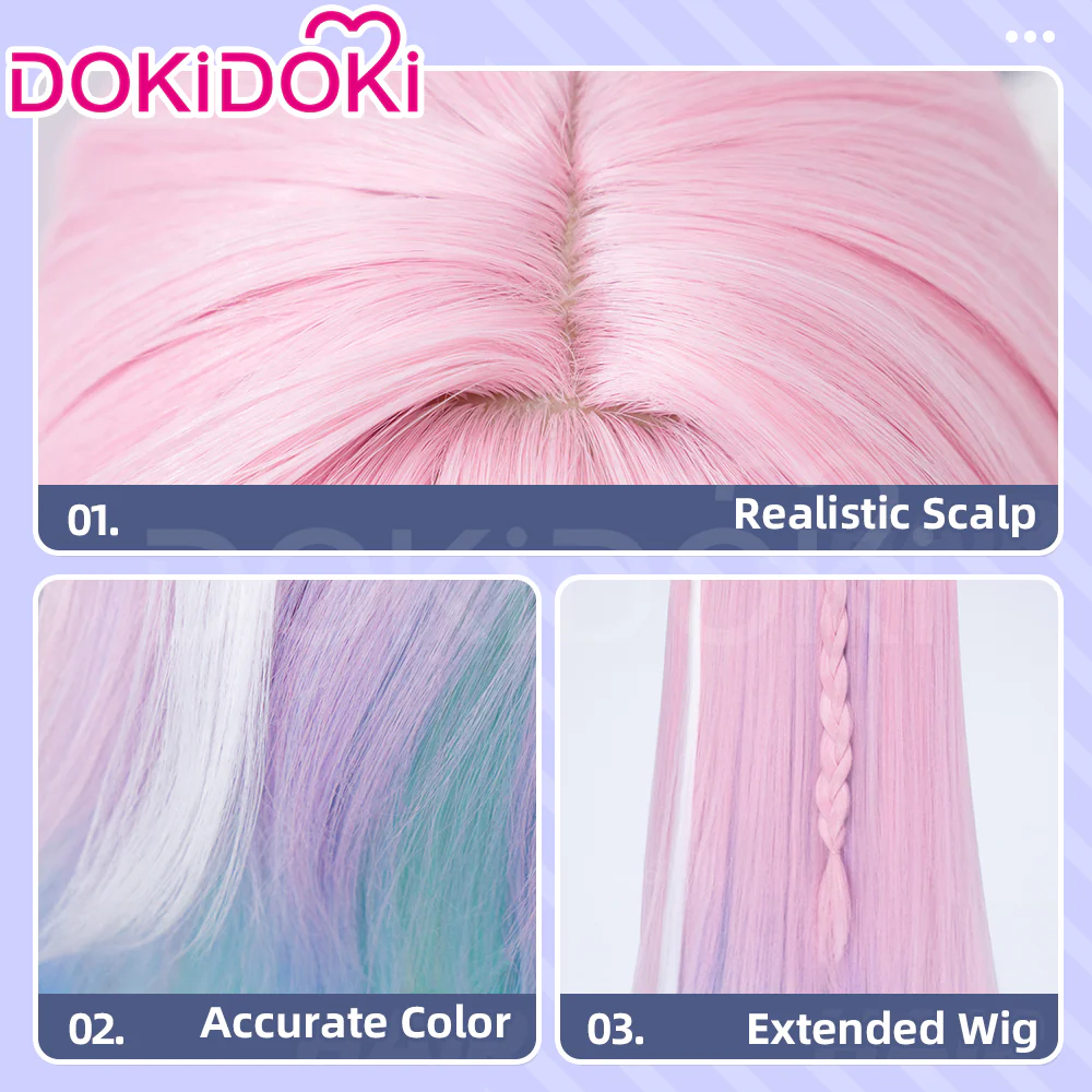 【Partially Ready For Ship】DokiDoki Game Honkai: Star Rail Cosplay Cyrene Wig Short Curly Light Dark Pink Gradient Hair / Head Accessory Set - Image 12