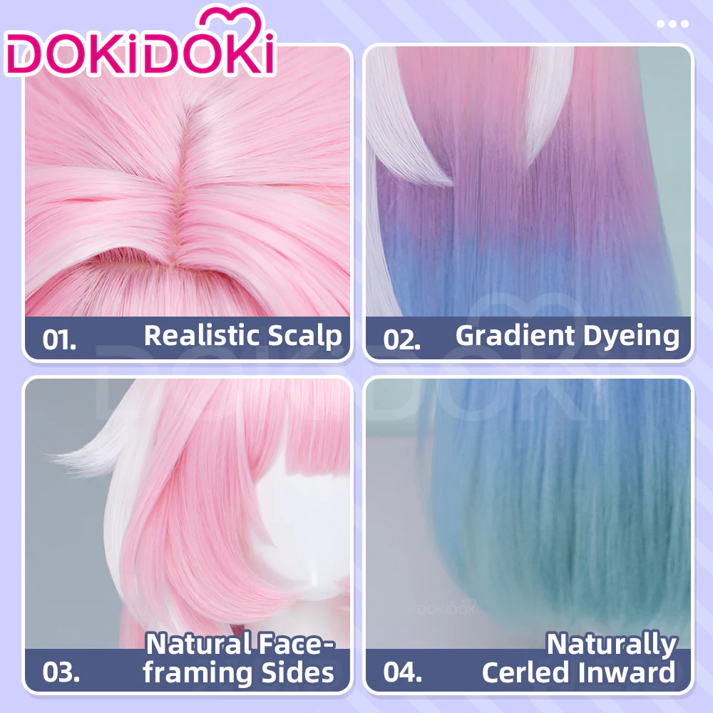 【Partially Ready For Ship】DokiDoki Game Honkai: Star Rail Cosplay Cyrene Wig Short Curly Light Dark Pink Gradient Hair / Head Accessory Set - Image 17