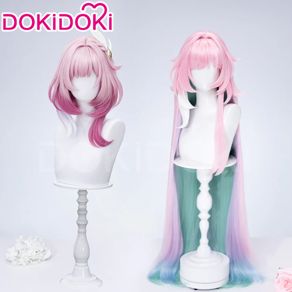 【Partially Ready For Ship】DokiDoki Game Honkai: Star Rail Cosplay Cyrene Wig Short Curly Light Dark Pink Gradient Hair / Head Accessory Set - Image 2