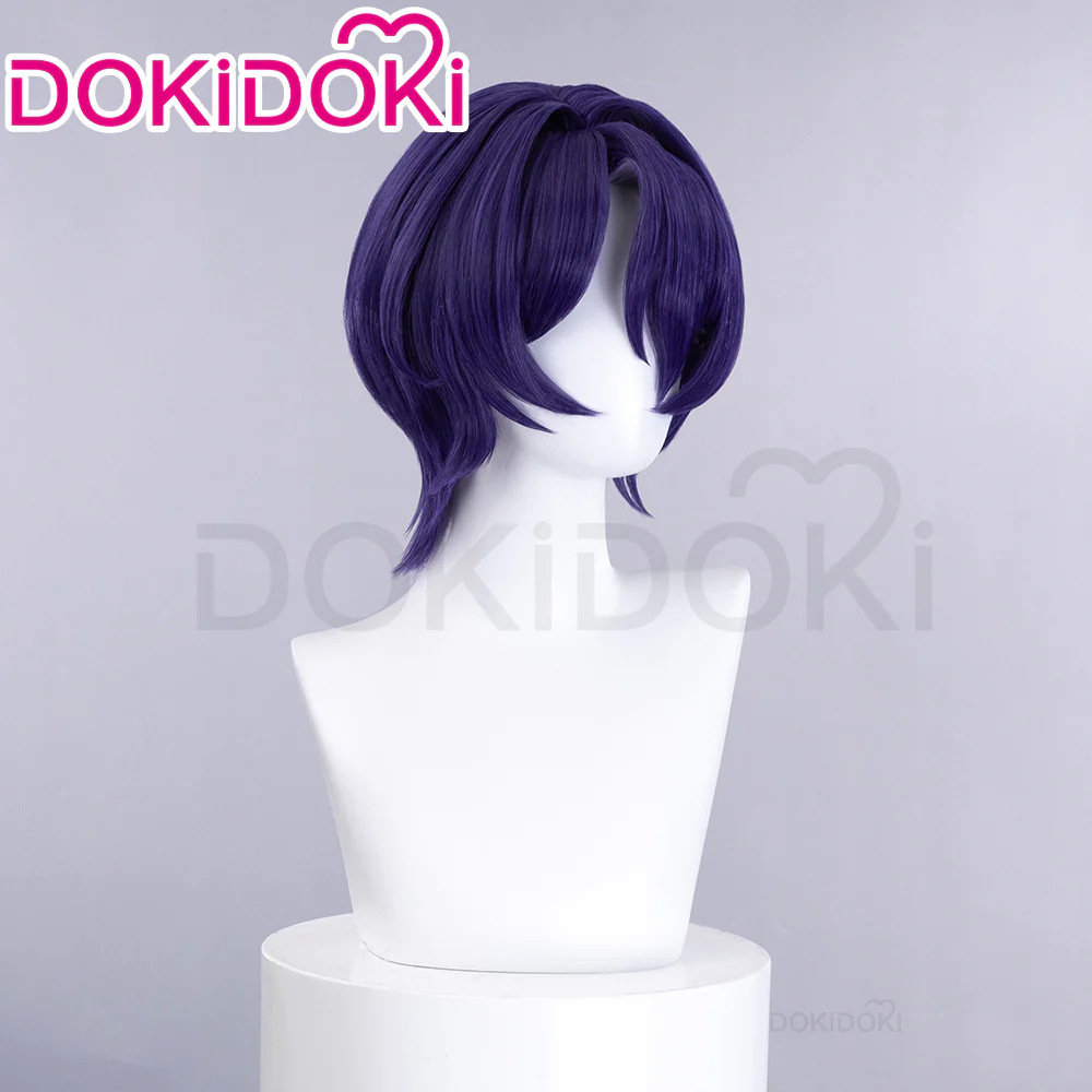 【Ready For Ship】DokiDoki Game Honkai: Star Rail Cosplay Dr. Ratio Wig / Headwear / Ring Short Straight Purple Hair - Image 2
