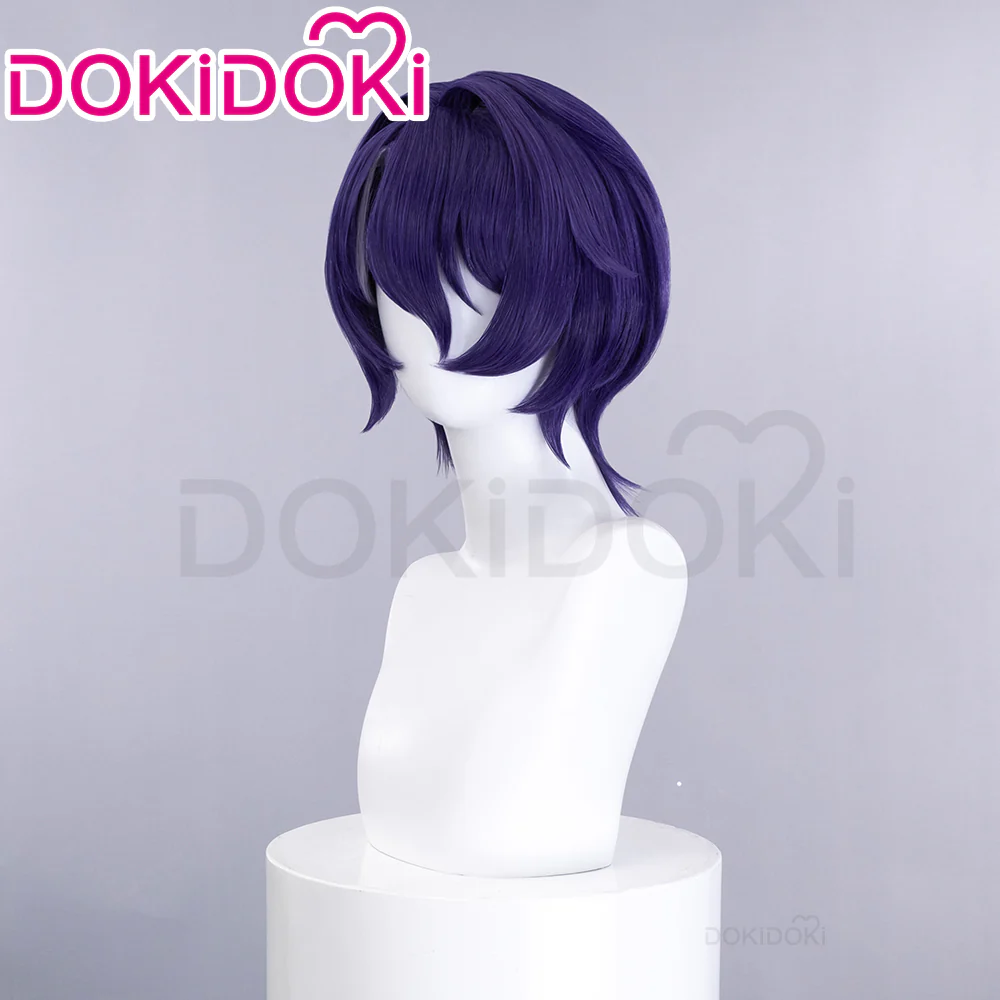 【Ready For Ship】DokiDoki Game Honkai: Star Rail Cosplay Dr. Ratio Wig / Headwear / Ring Short Straight Purple Hair - Image 3