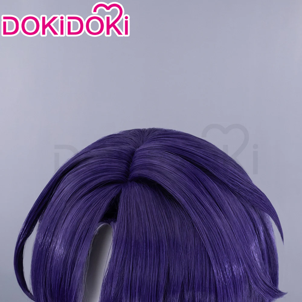 【Ready For Ship】DokiDoki Game Honkai: Star Rail Cosplay Dr. Ratio Wig / Headwear / Ring Short Straight Purple Hair - Image 4
