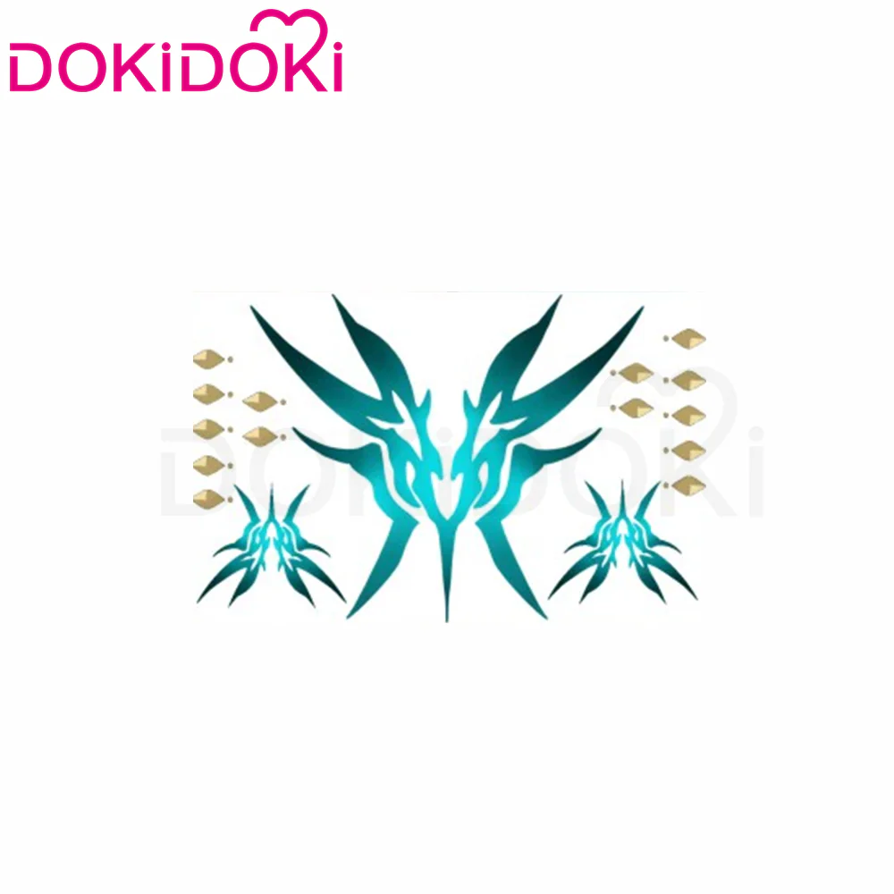 【Ready For Ship】DokiDoki Game Honkai: Star Rail Cosplay Feixiao Wig Long Straight Grey Blue Hair / Tattoo Sticker Fei Xiao - Image 13