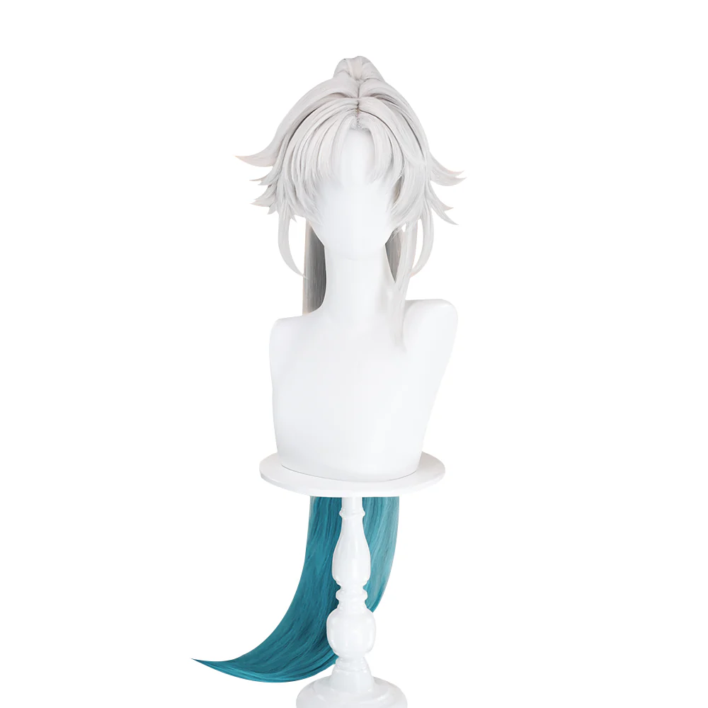 【Ready For Ship】DokiDoki Game Honkai: Star Rail Cosplay Feixiao Wig Long Straight Grey Blue Hair / Tattoo Sticker Fei Xiao - Image 9
