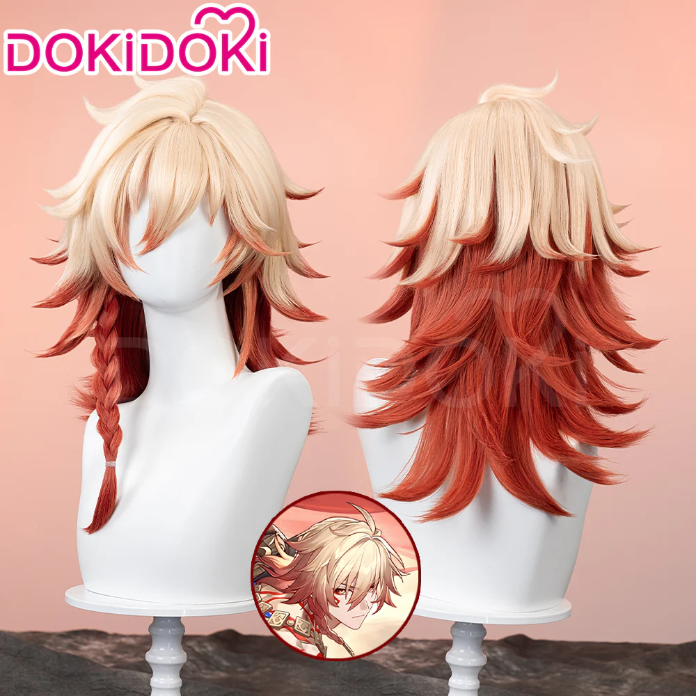 【Ready For Ship】DokiDoki Game Honkai: Star Rail Cosplay Mydei Wig / Tattoo Long Curly Golden Orange Gradient Hair - Image 2