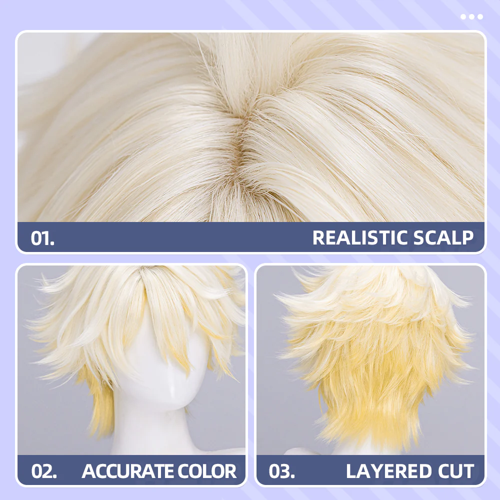 【Partially Ready For Ship】DokiDoki Game Honkai: Star Rail Cosplay Phainon Wig / Weft / Tattoo /  Ear Clips Short Straight Silver Hair Darkening - Image 18