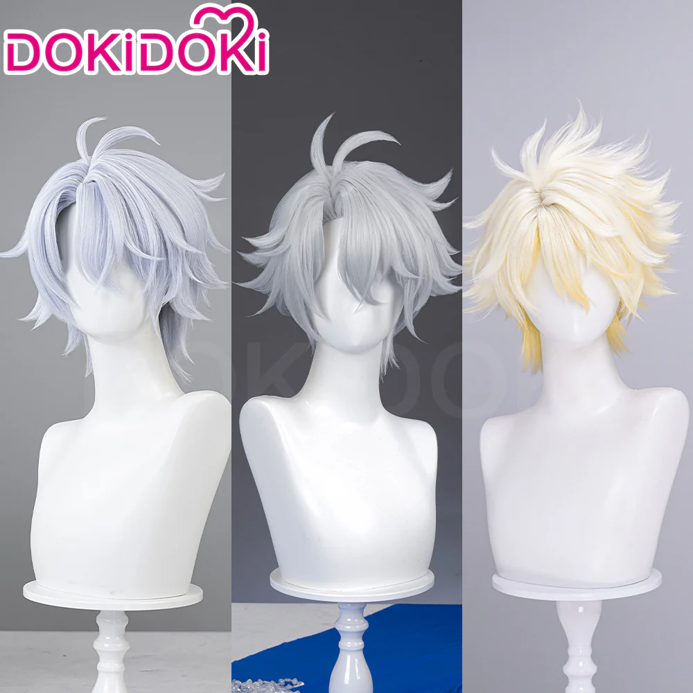 【Partially Ready For Ship】DokiDoki Game Honkai: Star Rail Cosplay Phainon Wig / Weft / Tattoo /  Ear Clips Short Straight Silver Hair Darkening - Image 2
