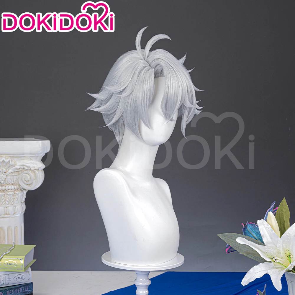【Partially Ready For Ship】DokiDoki Game Honkai: Star Rail Cosplay Phainon Wig / Weft / Tattoo /  Ear Clips Short Straight Silver Hair Darkening - Image 4