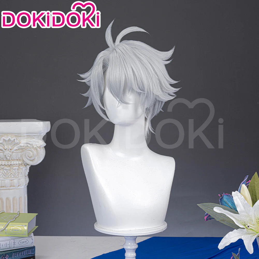 【Partially Ready For Ship】DokiDoki Game Honkai: Star Rail Cosplay Phainon Wig / Weft / Tattoo /  Ear Clips Short Straight Silver Hair Darkening - Image 5