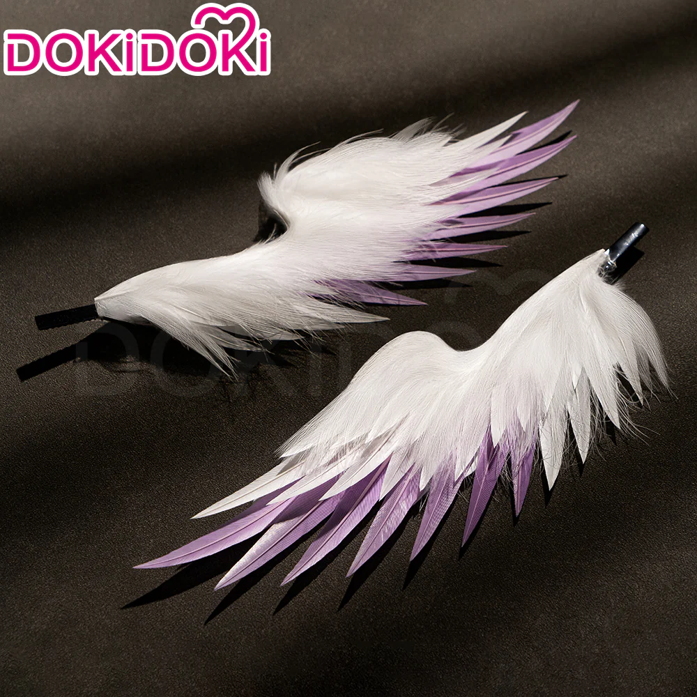 【Partially Ready For Ship】DokiDoki Game Honkai: Star Rail Cosplay Robin Wig Long Curly Blue Gradient Hair / Earring / Ear Feather Hair Clips/ Wreath Headpiece - Image 14