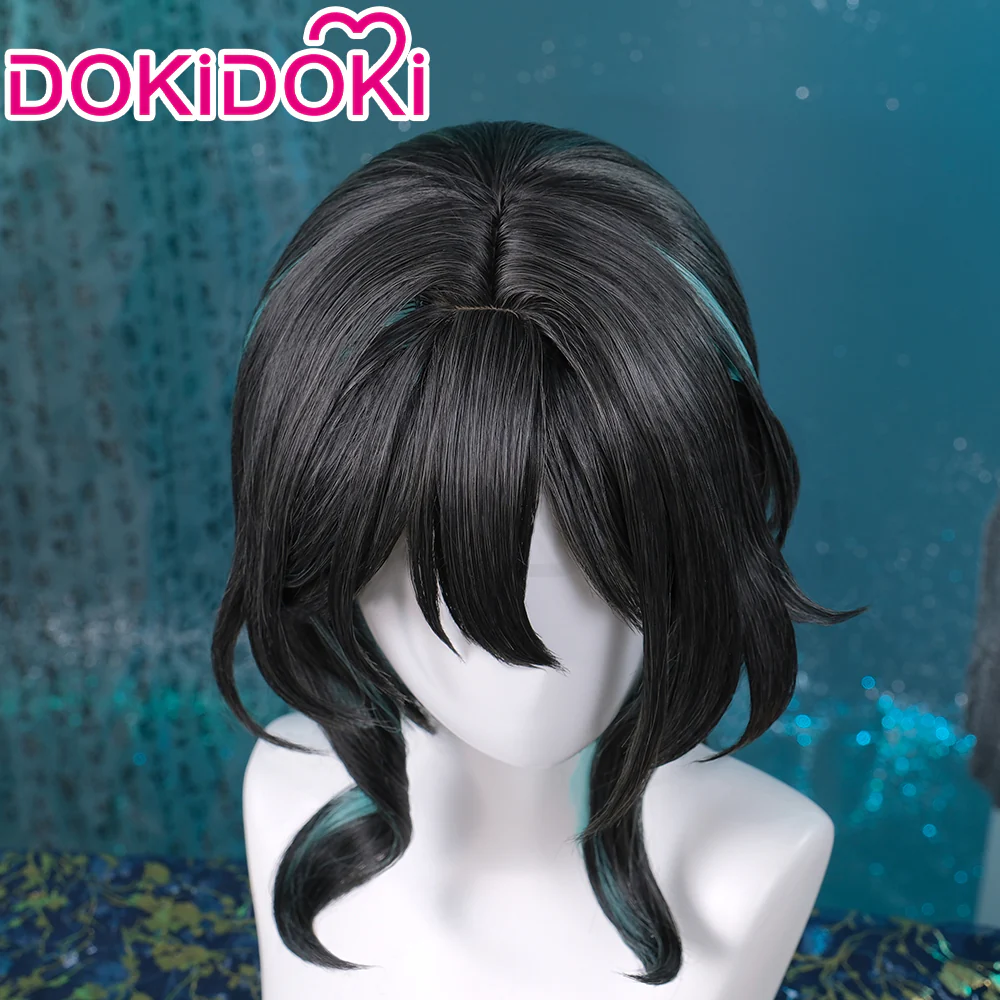 【Ready For Ship】DokiDoki Game Honkai: Star Rail Cosplay Ruan Mei Wig Long Curly Black Blue Highlight Hair Ruanmei - Image 4