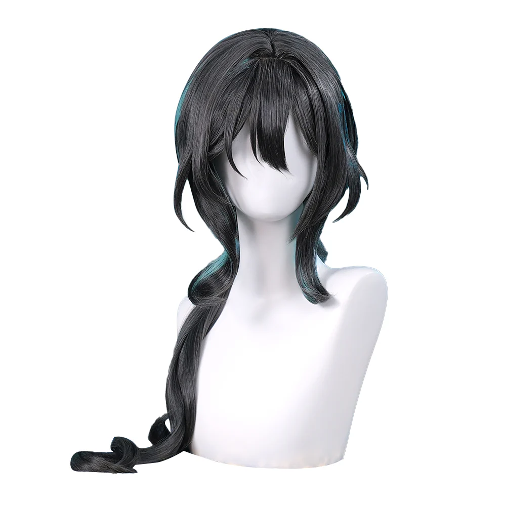 【Ready For Ship】DokiDoki Game Honkai: Star Rail Cosplay Ruan Mei Wig Long Curly Black Blue Highlight Hair Ruanmei - Image 5
