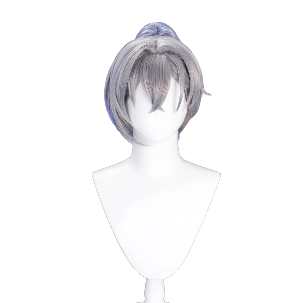 【Ready For Ship】DokiDoki Game Honkai: Star Rail Cosplay Silver Wolf Wig Sliver Blue Gradient Pony Tail / Glasses/ Ear Clip - Image 5