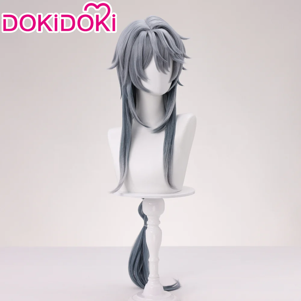 DokiDoki Game Honkai: Star Rail Cosplay Sunday Wig Long Straight Grey Hair Braided Ponytail The Glorious Mysteries Doujin - Image 2