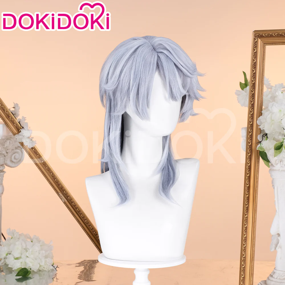 【Partially Ready For Ship】DokiDoki Game Honkai: Star Rail Cosplay Sunday Wig Long Straight Grey Hair/ Earring / Ear Feather Hair Clips / Seraphim Wings Headwear - Image 3