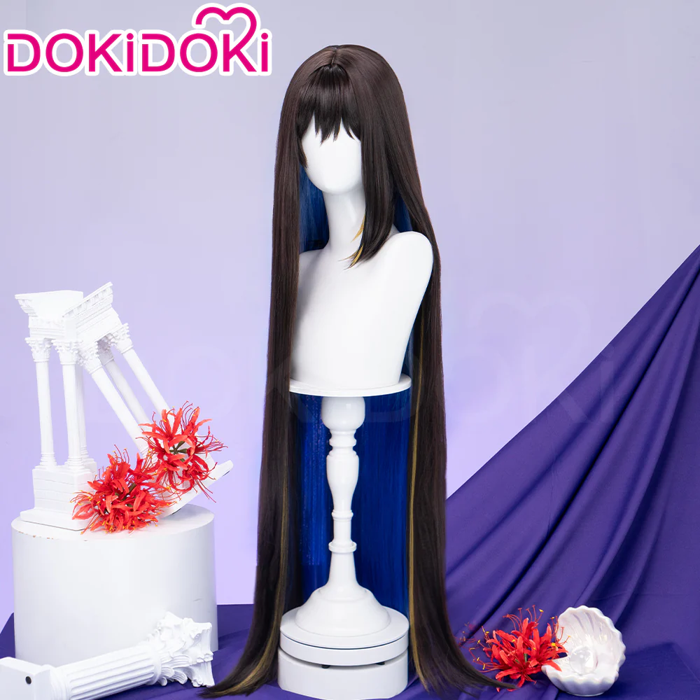 【Ready For Ship】DokiDoki Game Honkai: Star Rail Cosplay The Dahlia Wig Long Straight Black Yellow Highlight Hair Blue Inner Layer Constance - Image 3
