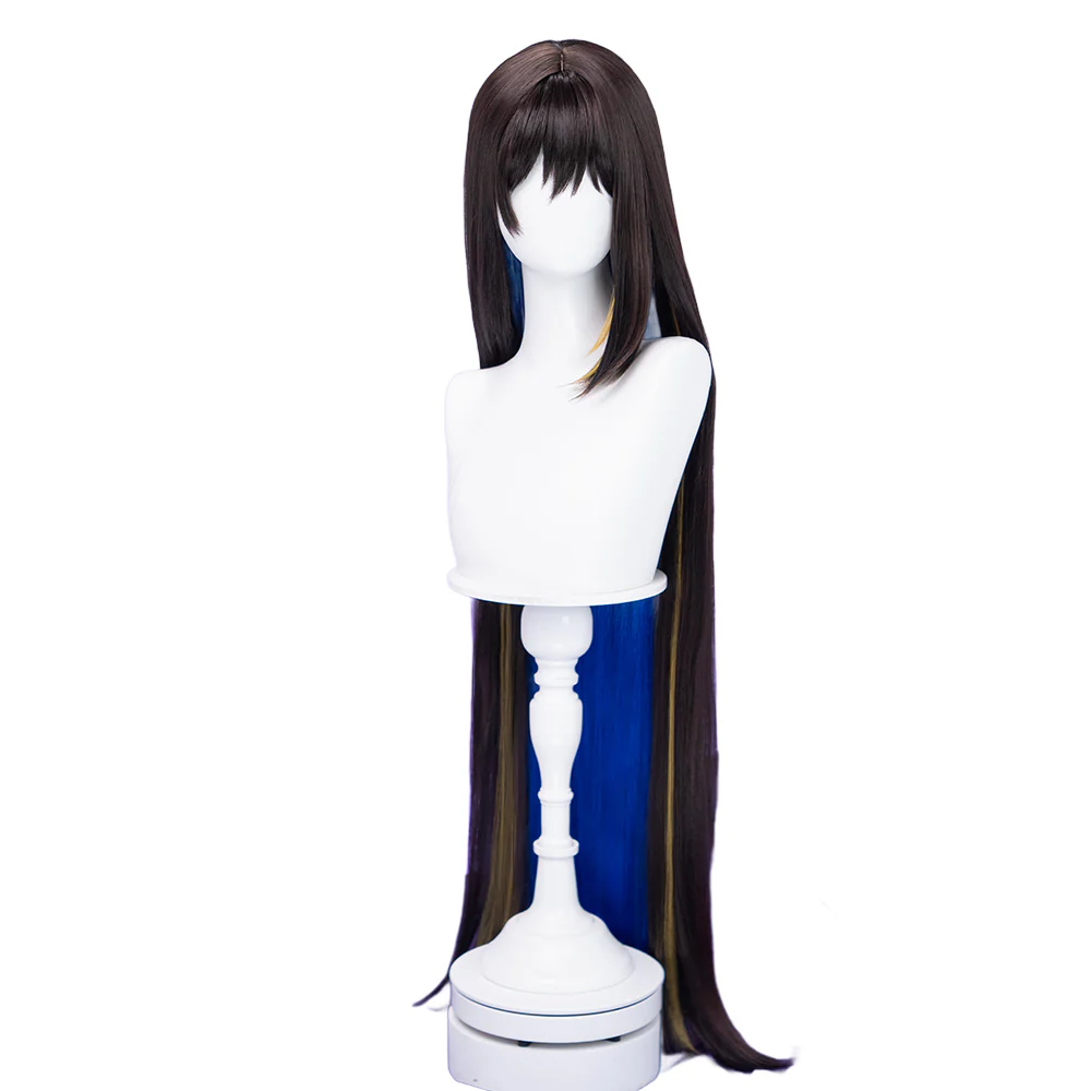 【Ready For Ship】DokiDoki Game Honkai: Star Rail Cosplay The Dahlia Wig Long Straight Black Yellow Highlight Hair Blue Inner Layer Constance - Image 5